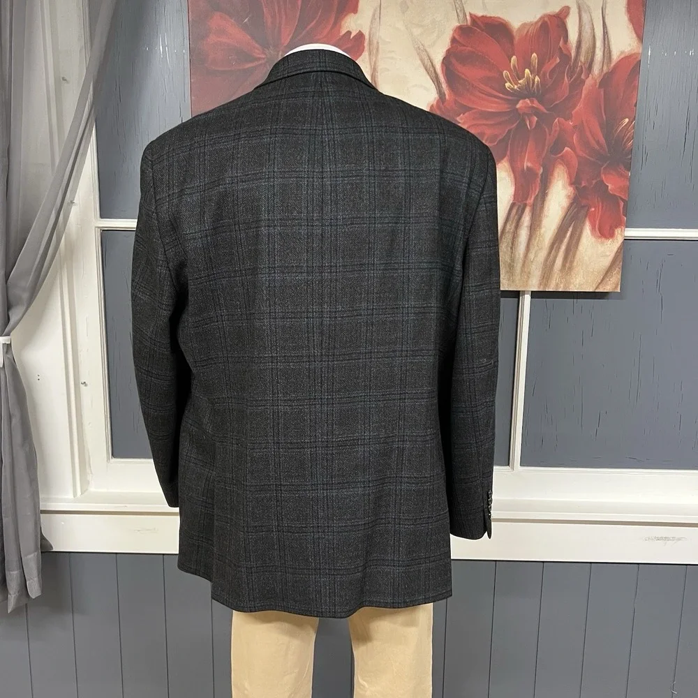 Lauren Ralph Lauren Soft Tweed Blazer Mens 52L Long Wool Stretch Black/Gray/Navy